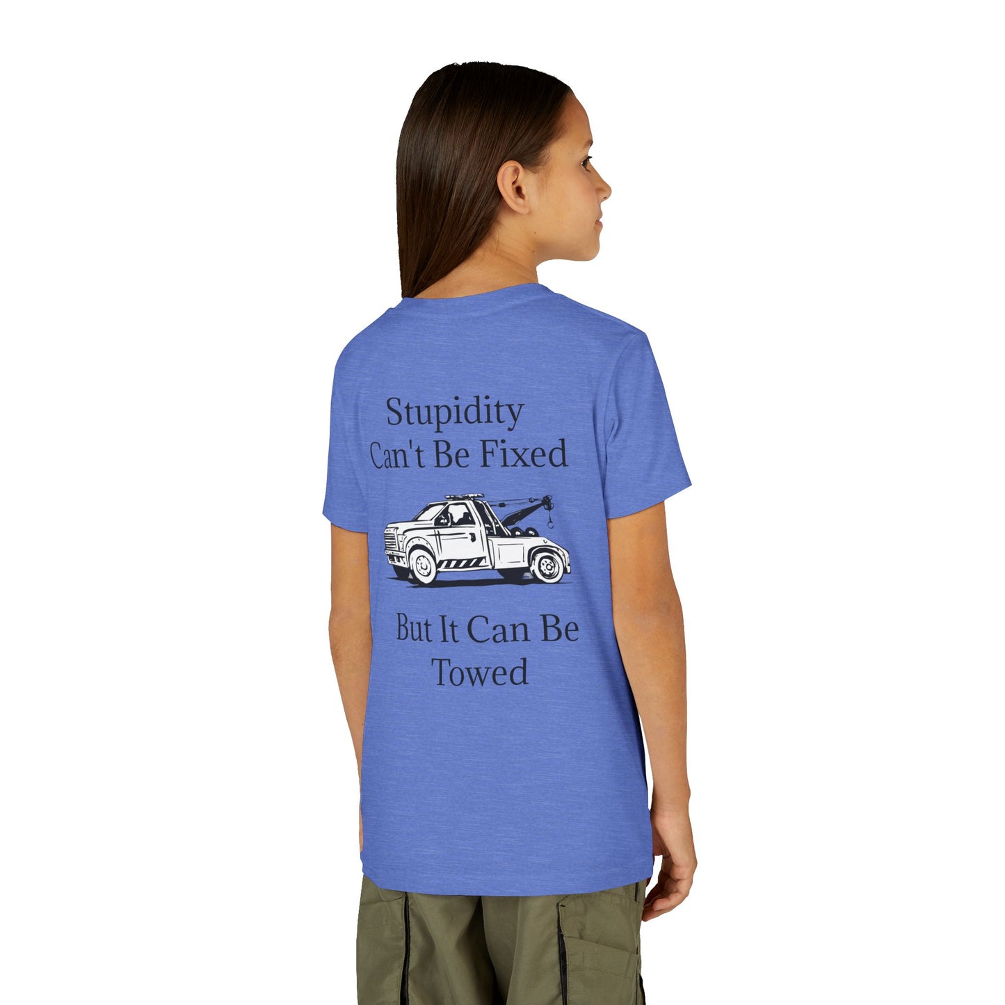 Stupidity Wheel Lift Tow Truck Youth Unisex Short Sleeve Crewneck Tee