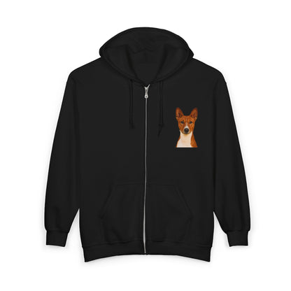 Basenji Head Unisex Full Zip Hoodie