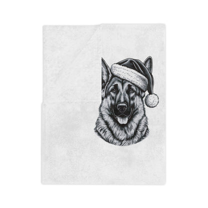 Santa Paws German Shepherd Velveteen Microfiber Blanket