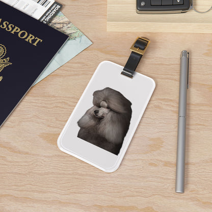 Poodle Head Leather Strap Luggage Tag