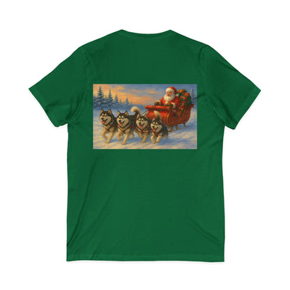 Dashing Through The Snow Unisex Short Sleeve V-Neck Tee