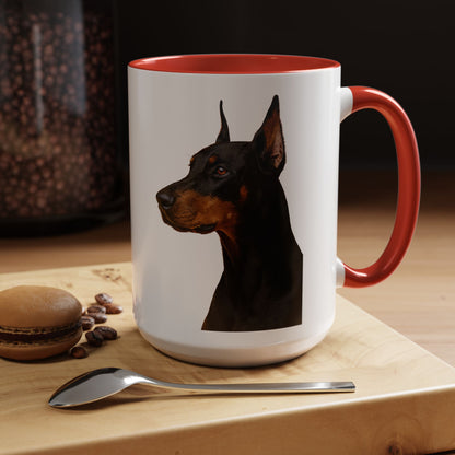 Doberman Head 2-Tone Coffee Mug