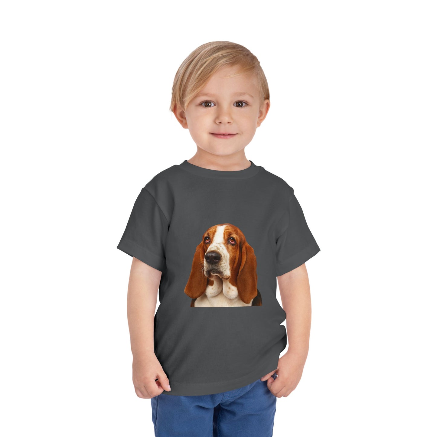 Basset Head Toddler Unisex Short Sleeve Crewneck Tee