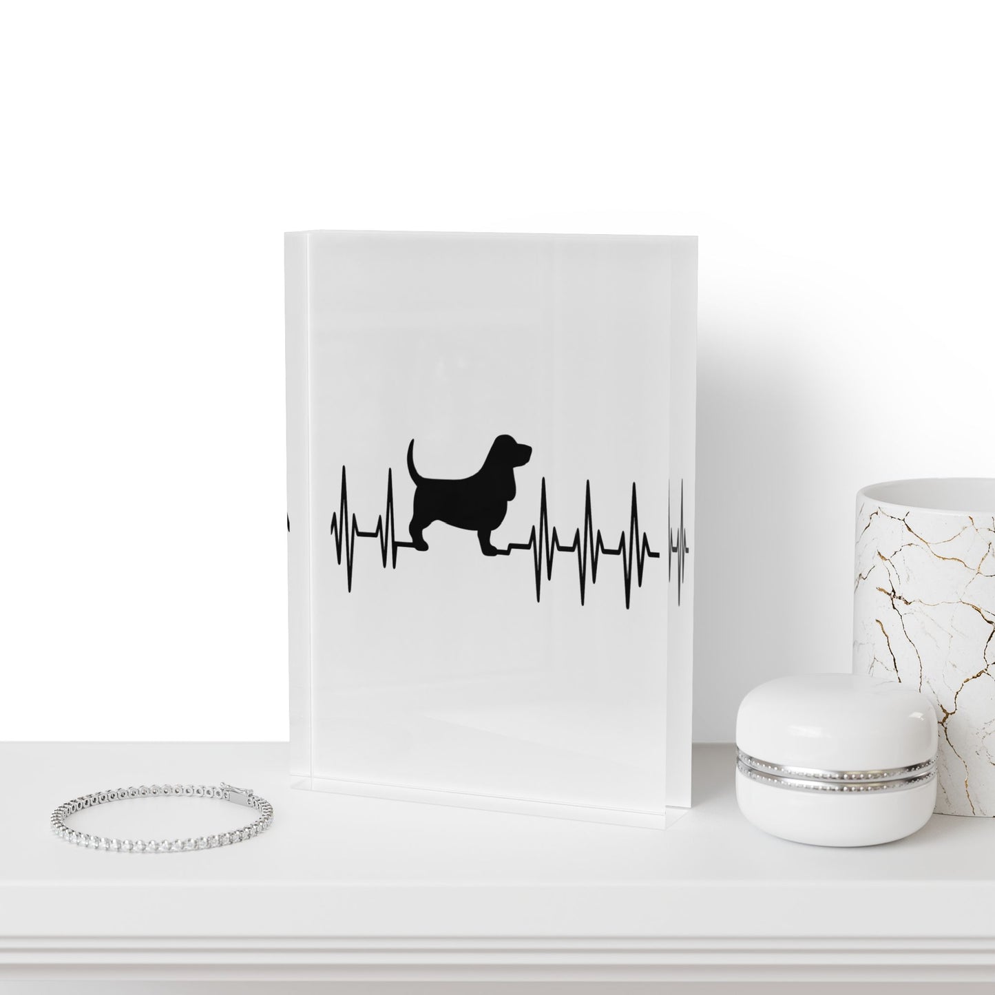 My Heart Beats For Basset Hounds Acrylic Photo Block