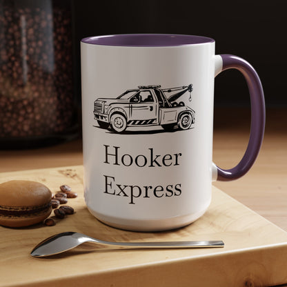 H**ker Express Wheel Lift Tow Truck 2-Tone Coffee Mug
