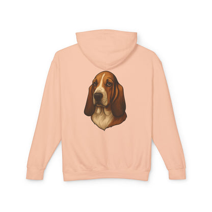 Basset Hound Head Unisex Lightweight Hoodie