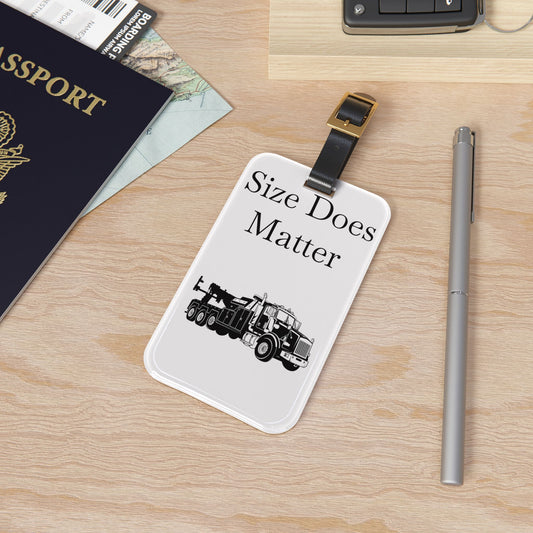 Size Does Matter Leather Strap Luggage Tag
