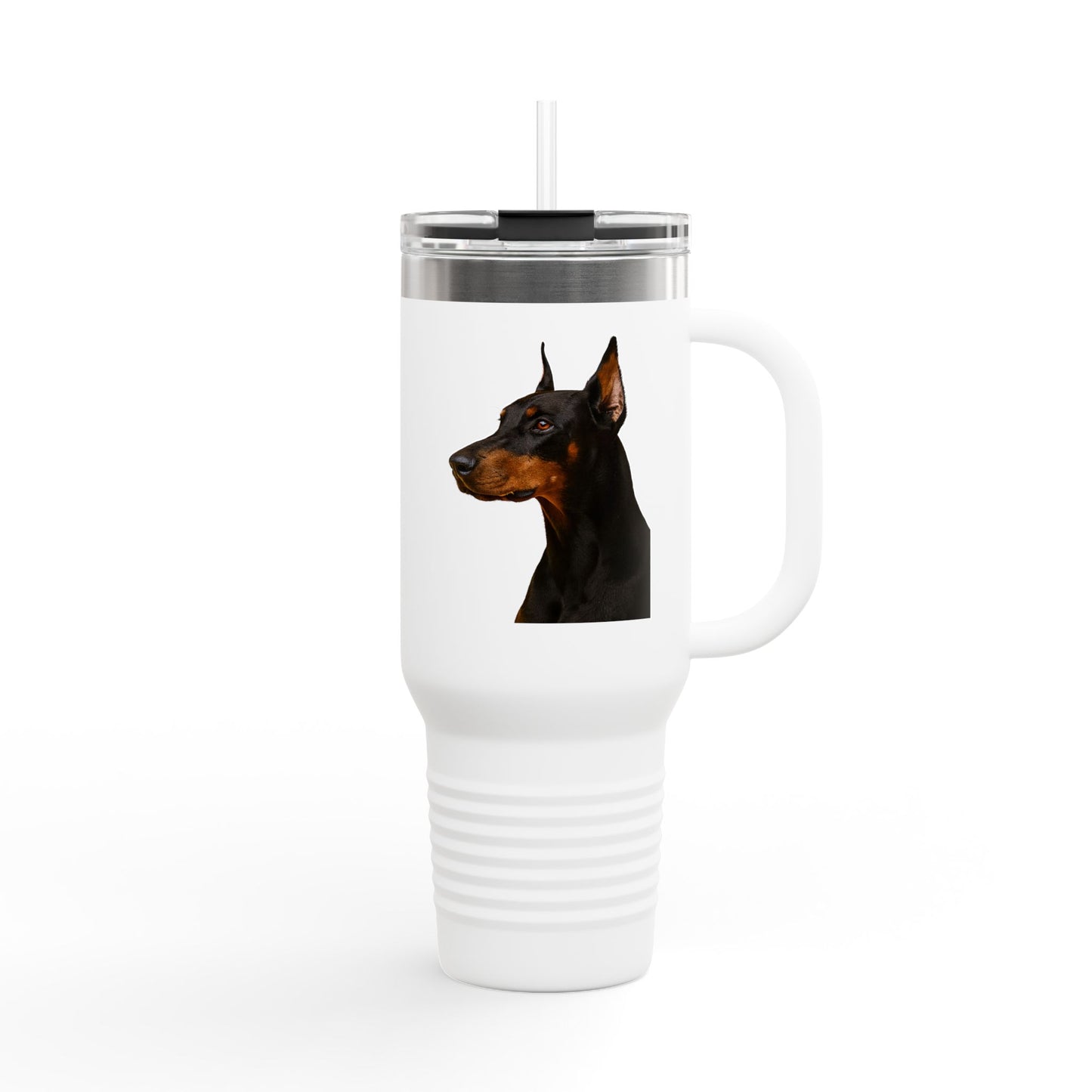 Doberman Head Insulated Travel Mug
