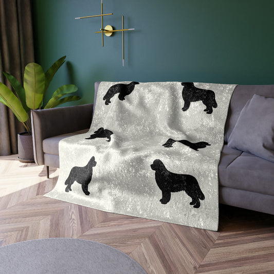 Newfie Silhouette Crushed Velvet Blanket