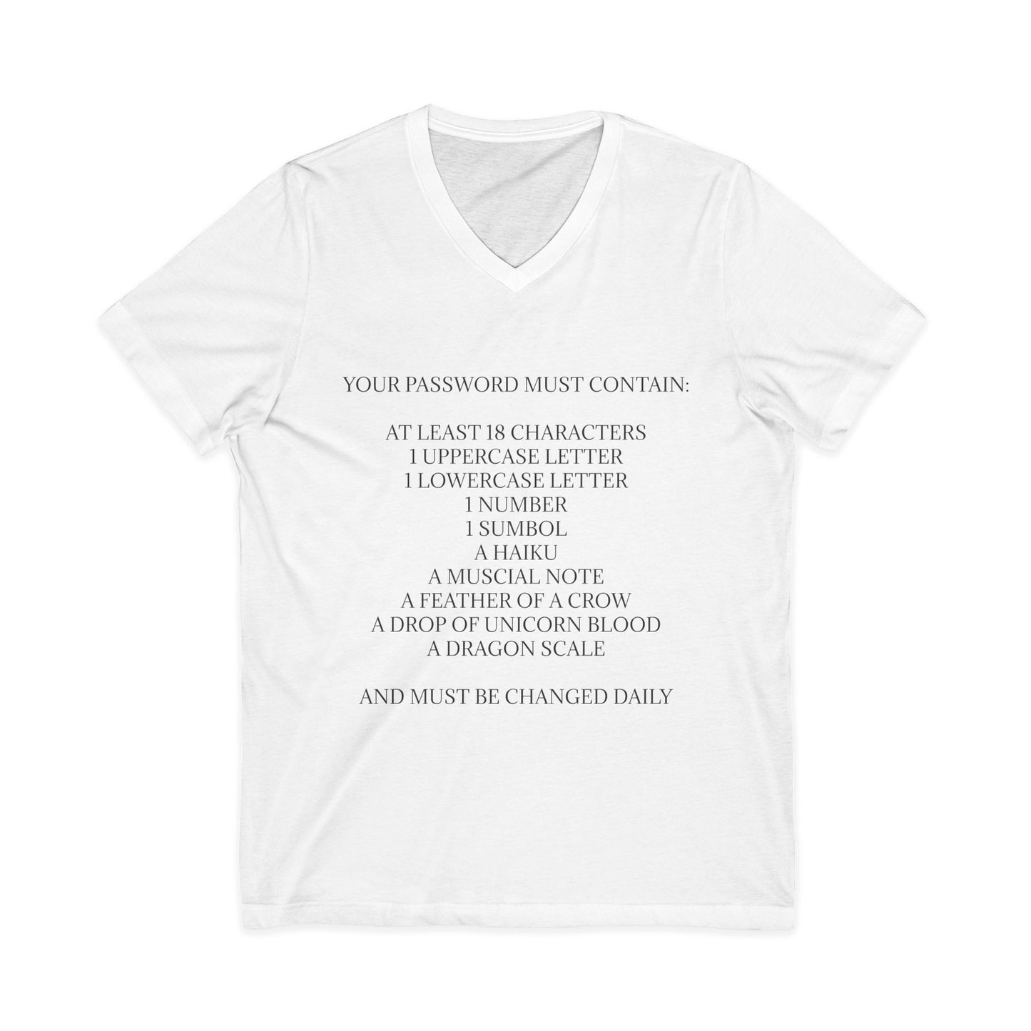 Password Unisex Short Sleeve V-Neck Tee