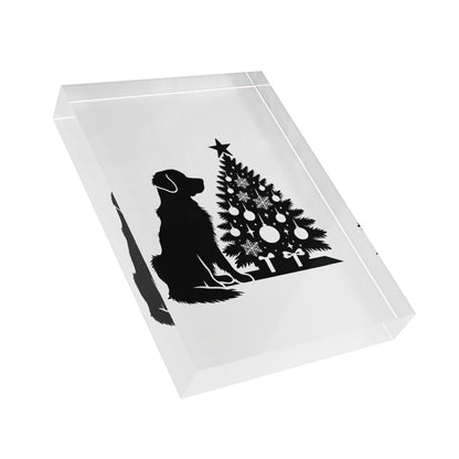 Golden Christmas Tree Acrylic Photo Block