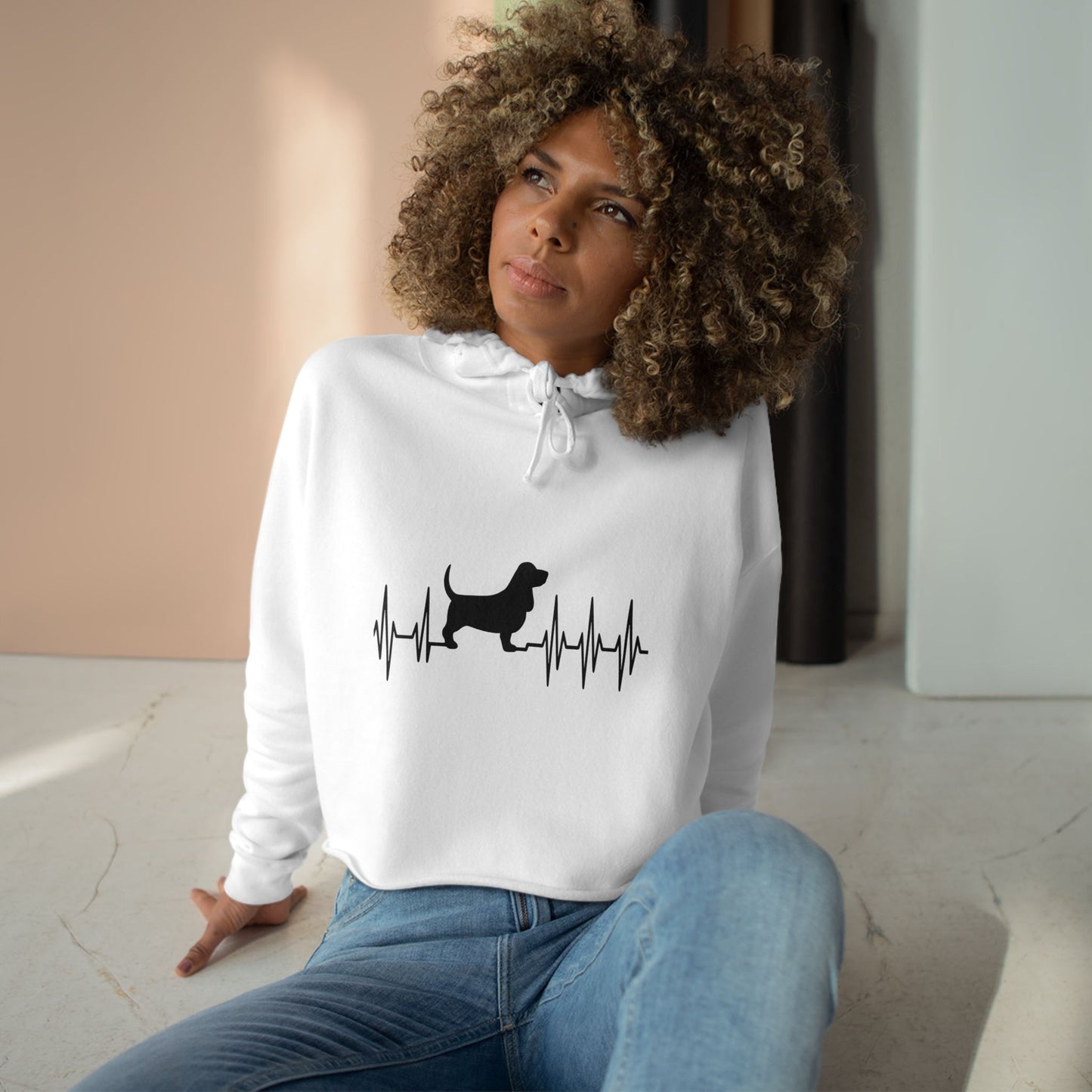 My Heart Beats For Basset Hounds Women's Crop Hoodie