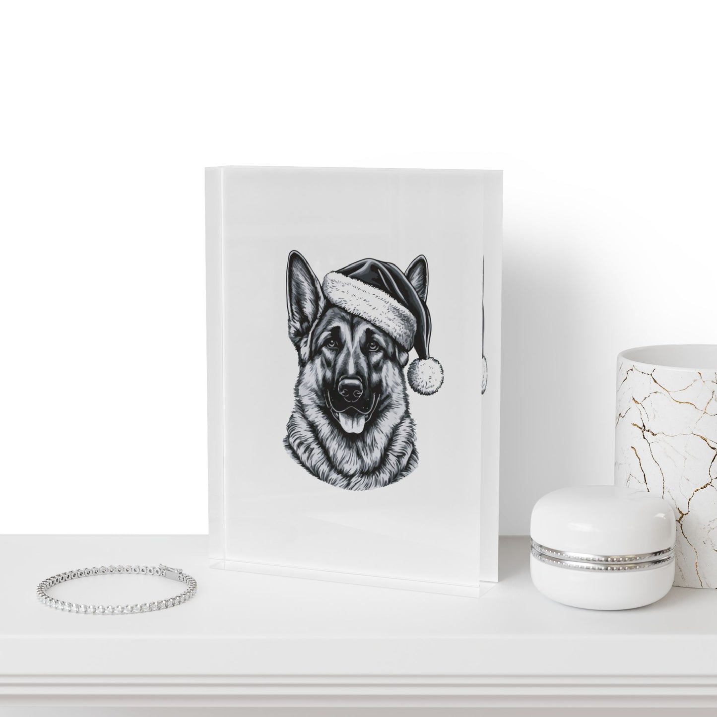 Santa Paws German Shepherd Acrylic Photo Block