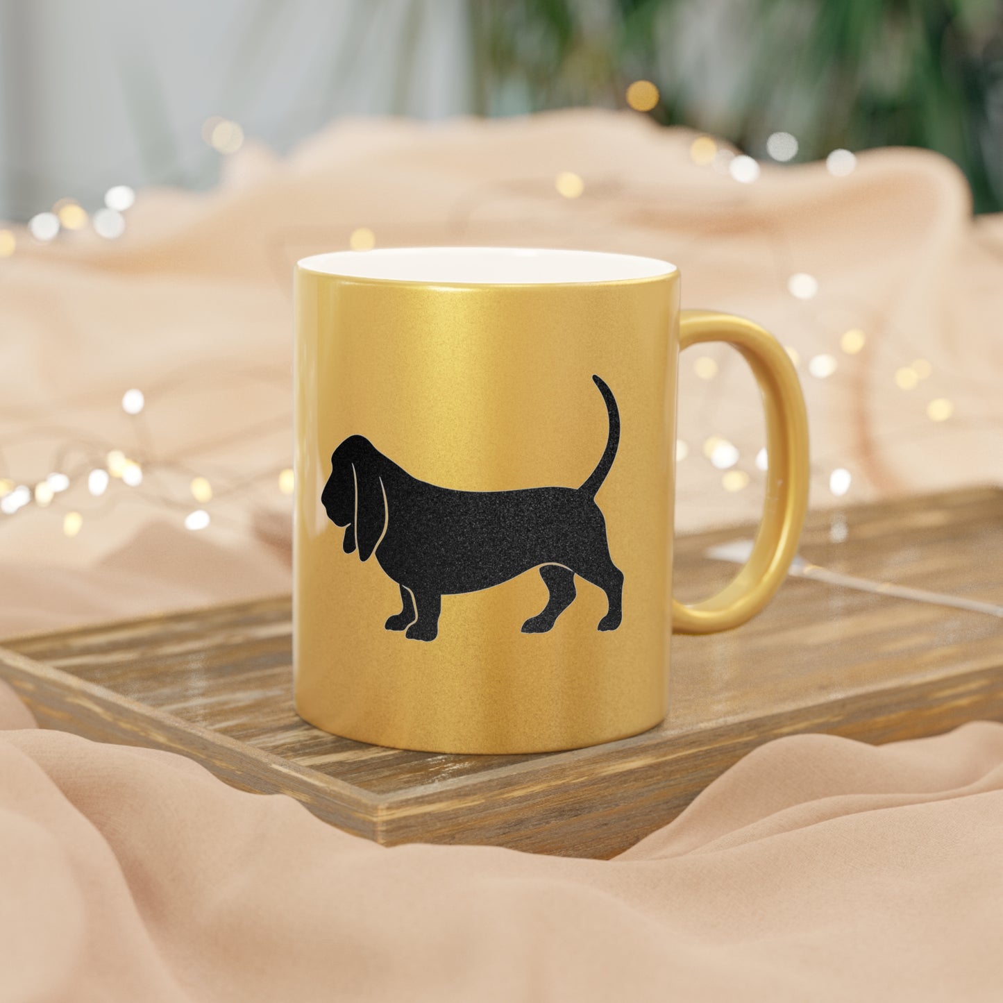Basset Silhouette Metallic Coffee Mug