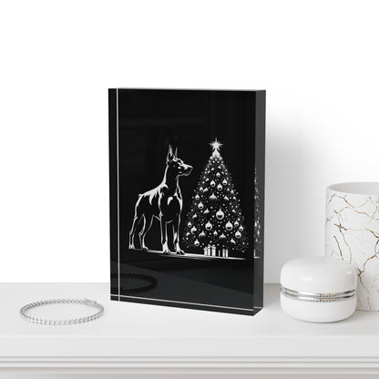 Doberman Christmas Tree Acrylic Photo Block