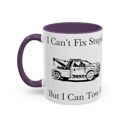 I Can't Fix Stupid Wheel Lift Tow Truck 2-Tone Coffee Mug
