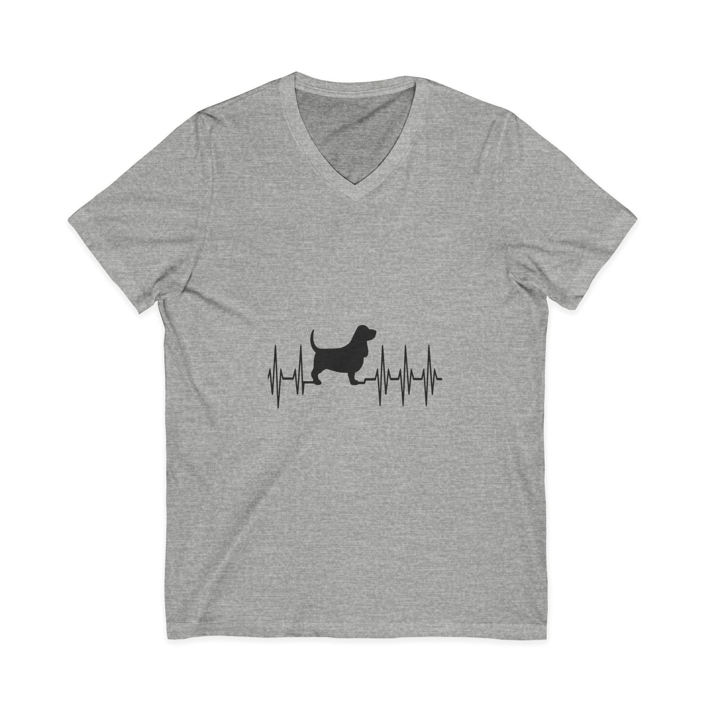 My Heart Beats For Bassets Unisex Short Sleeve V-Neck Tee