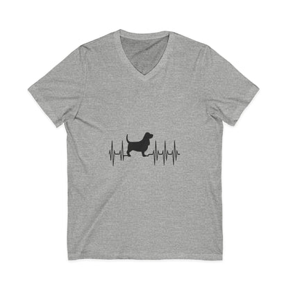 My Heart Beats For Bassets Unisex Short Sleeve V-Neck Tee