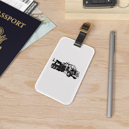 Heavy  Tow Truck Leather Strap Luggage Tag