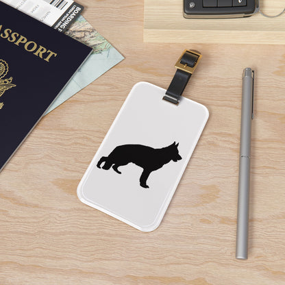 German Shepherd Silhouette Leather Strap Luggage Tag