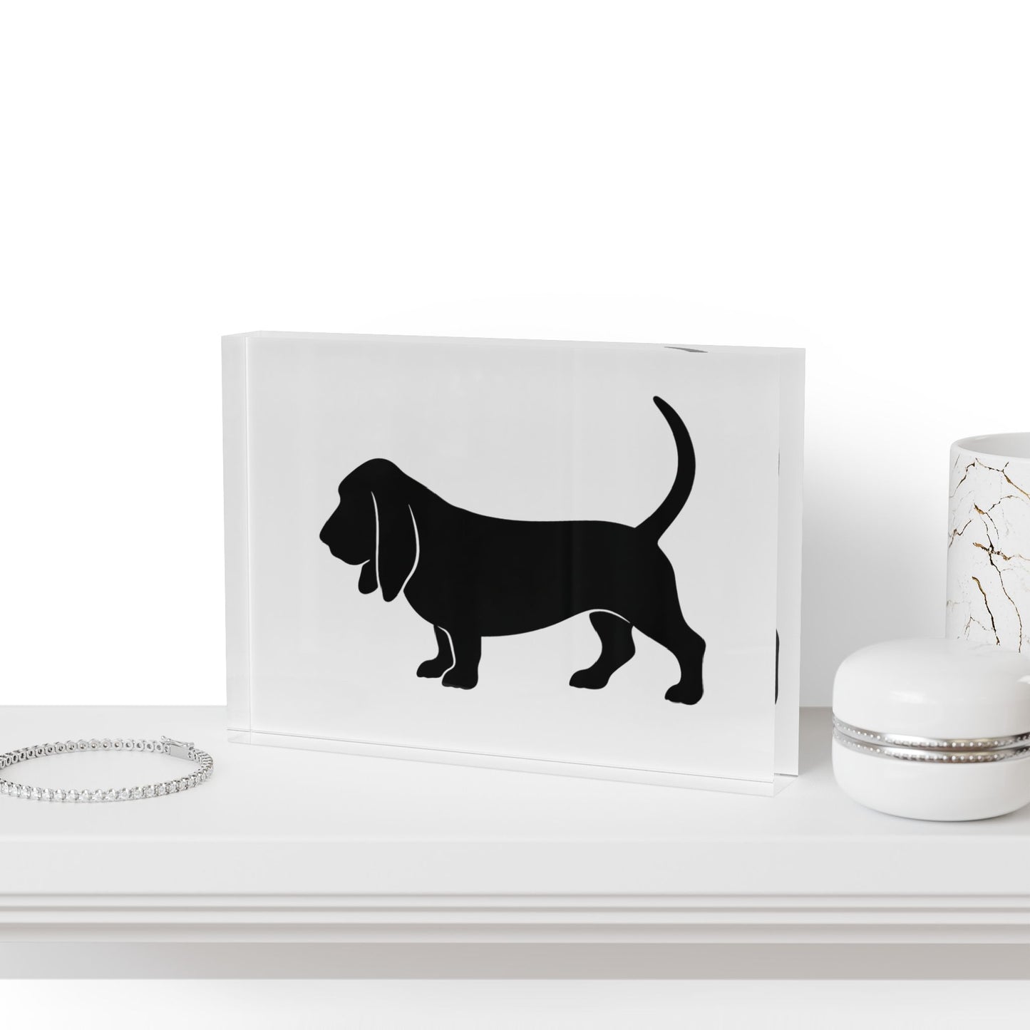 Basset Hound Silhouette Acrylic Photo Block