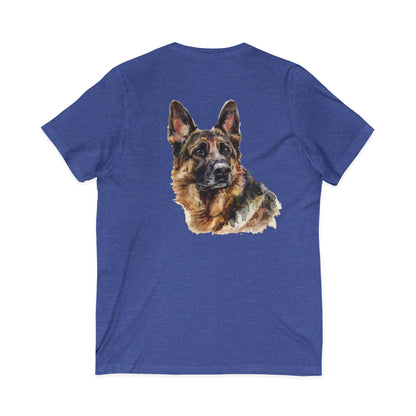 German Shepherd Head Unisex Short Sleeve V-Neck Tee