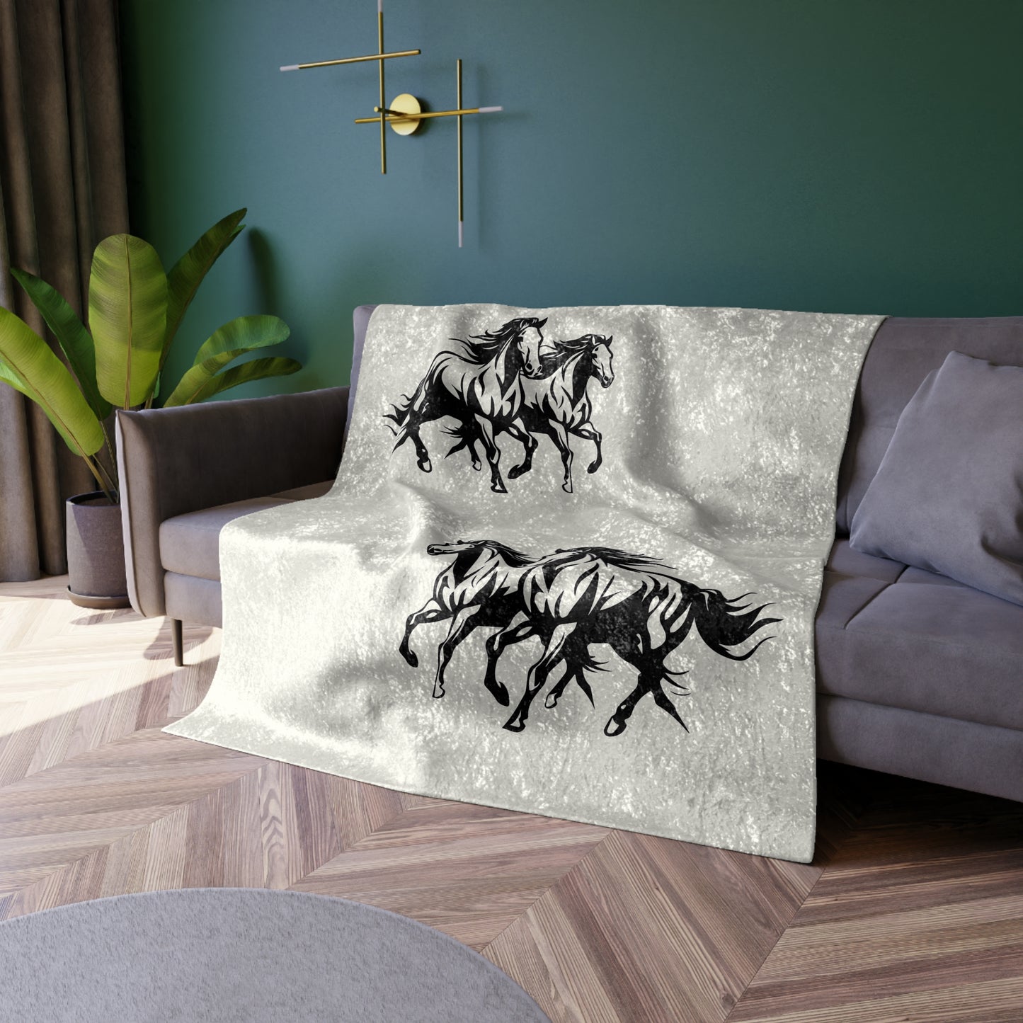 Horsin' Around Crushed Velvet Blanket