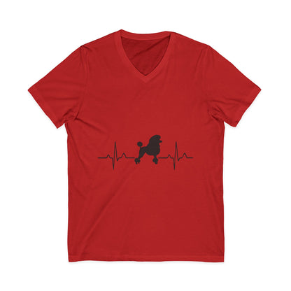 My Heart Beats For Poodles Unisex Short Sleeve V-Neck Tee