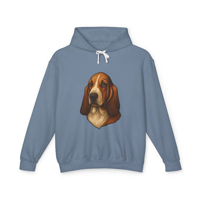 Basset Hound Head Unisex Lightweight Hoodie