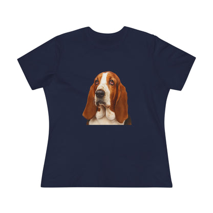 Basset Head Women's Short Sleeve Crewneck Tee