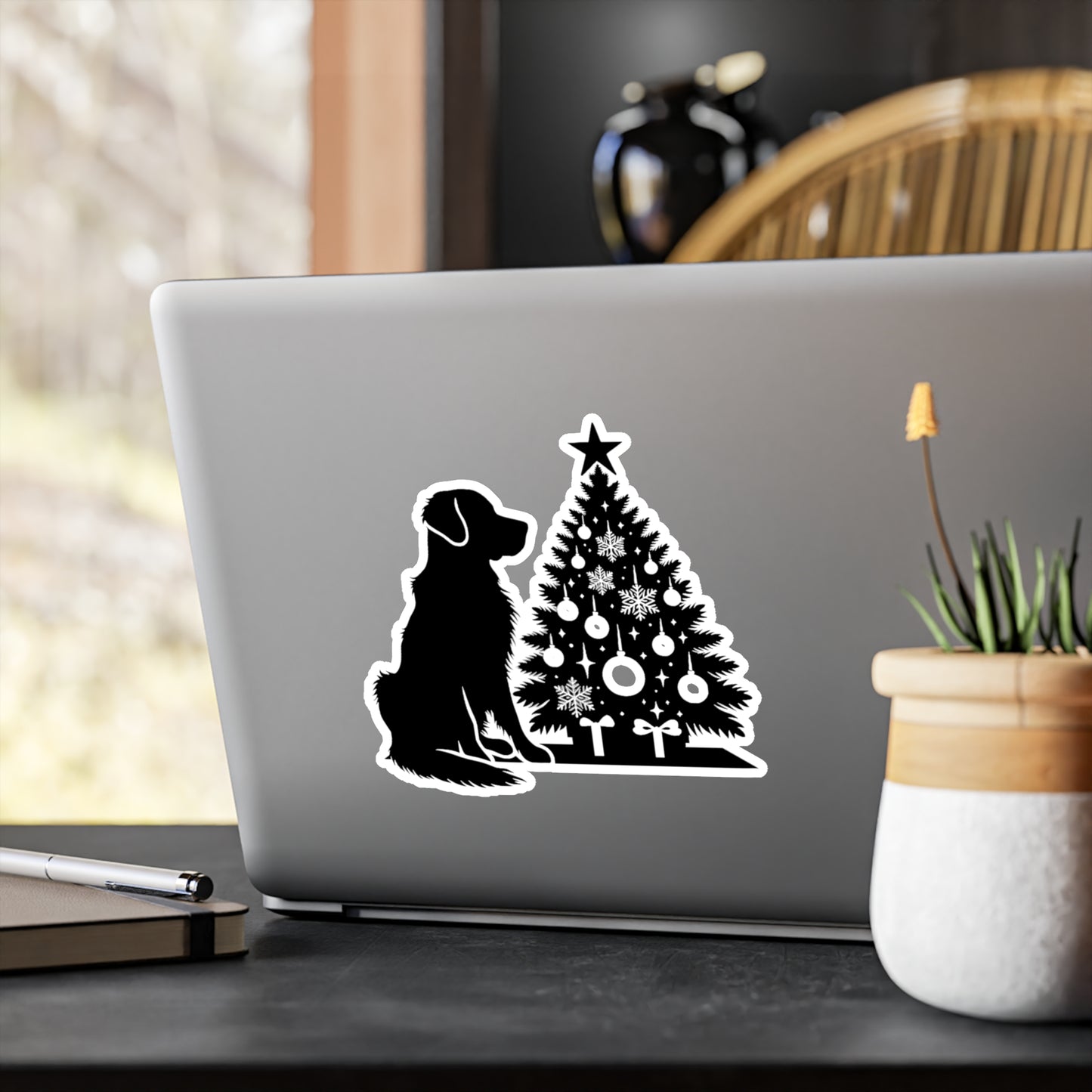 Golden Christmas Tree Vinyl Decal
