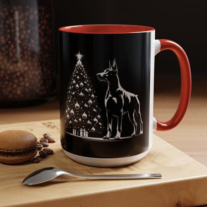Doberman Christmas Tree 2-Tone Coffee Mug