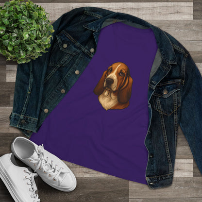 Basset Hound Head Women's Short Sleeve Crewneck Tee
