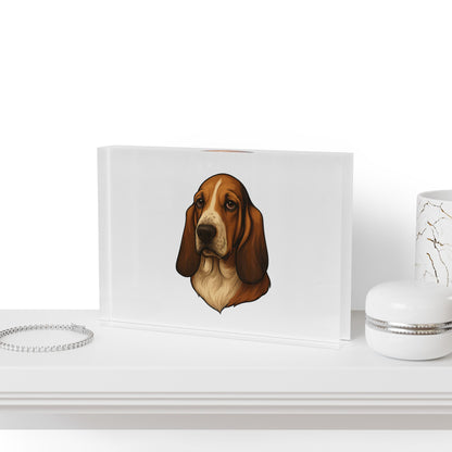 Basset Hound Head Acrylic Photo Block