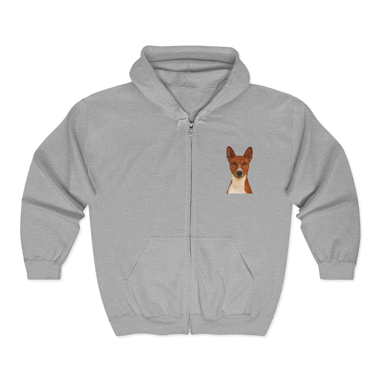 Basenji Head Unisex Full Zip Hoodie