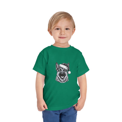 Santa Paws German Shepherd Toddler Unisex Short Sleeve Crewneck Tee