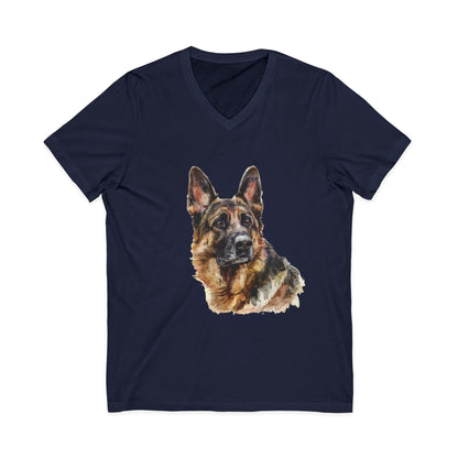 German Shepherd Head Unisex Short Sleeve V-Neck Tee